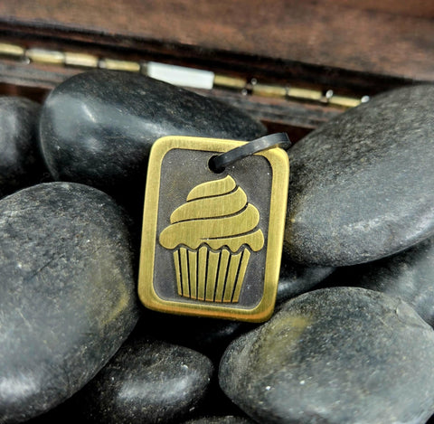 BRASS CUPCAKE PENDANT necklace