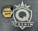 F You brass Hex COIN LASER Engraved edc everyday carry item, fidget item