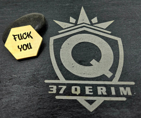 F You F Off brass Hex COIN LASER Engraved edc everyday carry item, fidget item