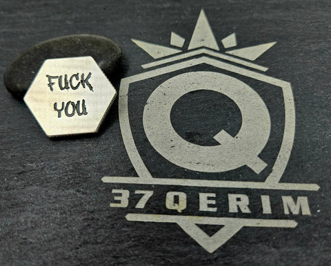 F You F Off titanium Hex COIN LASER Engraved edc everyday carry item, fidget item