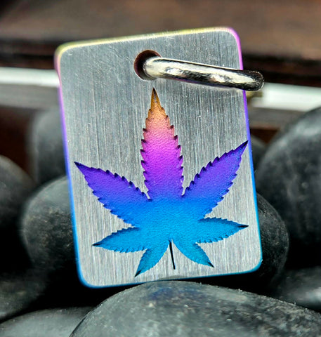 titanium zipper pull / pendant MARIJUANA PLANT