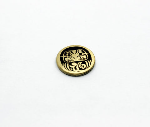 Daruma / Japanese wave pattern brass coin