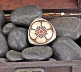 Fidget lucky coin pick stainless steel with Japanese blossom