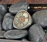 Fidget lucky coin pick stainless steel with Japanese blossom