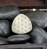 Fidget lucky coin pick stainless steel with Japanese blossom
