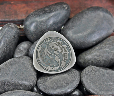 Fidget lucky coin pick stainless steel with Japanese Koi