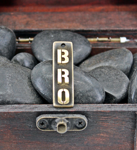 teamBRO brass pendant aged and grained MILITARY STENCIL